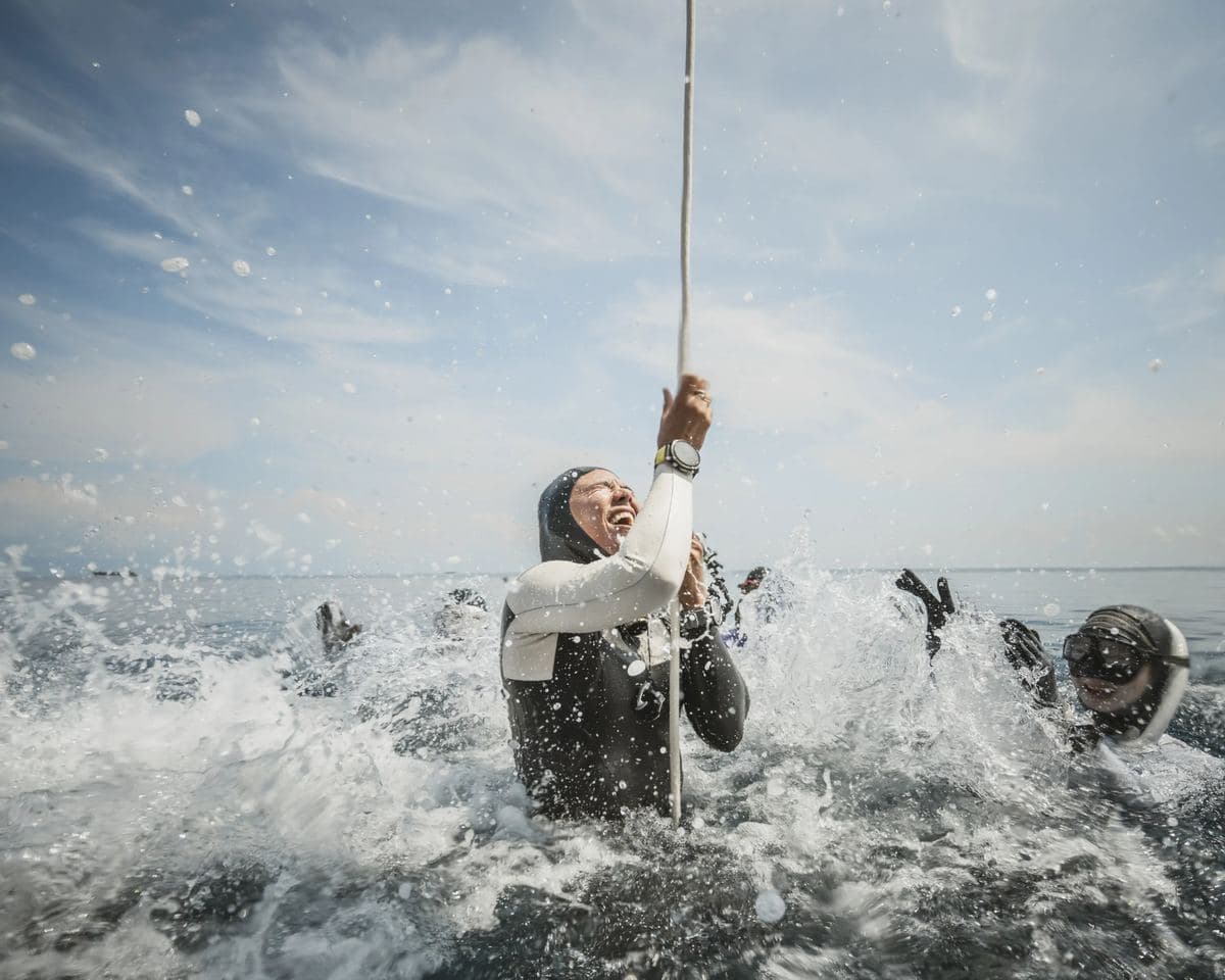 Surfacing after the world record dive